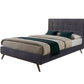Gray and Brown Wood And Tufted Polyester King Bed Frame