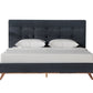 Gray and Brown Wood And Tufted Polyester King Bed Frame