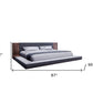 Gray and Walnut Wood And Upholstery Queen Bed Frame With Attached Nightstands