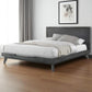 Gray Wood And Linen Queen Bed Frame