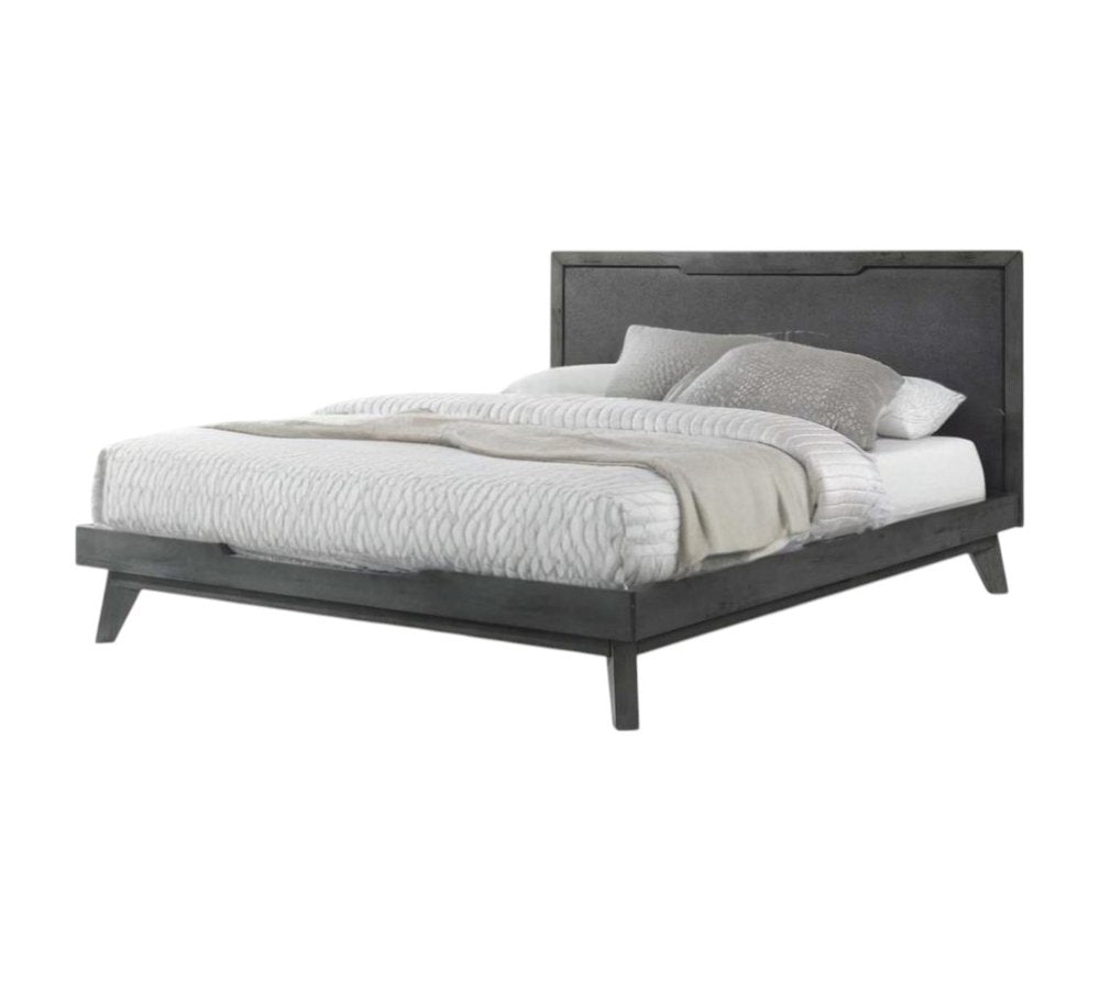 Gray Wood And Linen Queen Bed Frame