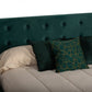 Green Wood And Tufted Velvet Queen Bed Frame