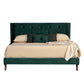 Green Wood And Tufted Velvet Queen Bed Frame