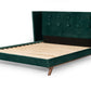 Green Wood And Tufted Velvet King Bed Frame