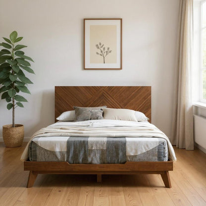 Brown Wood Queen Bed Frame