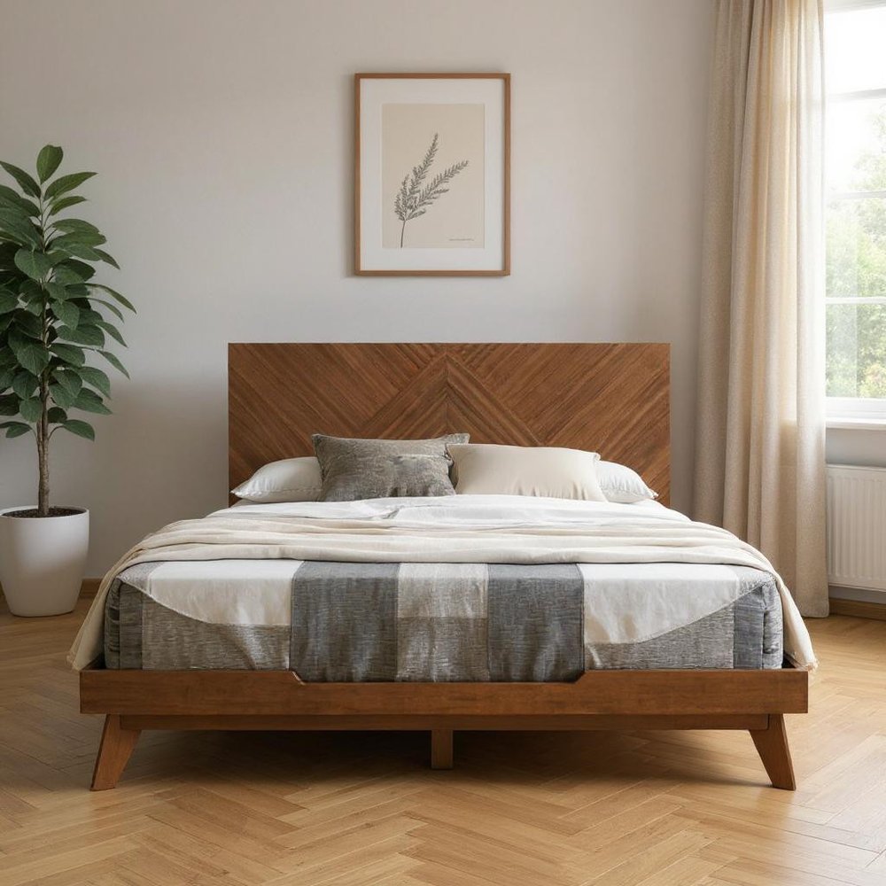 Brown Wood California King Bed Frame