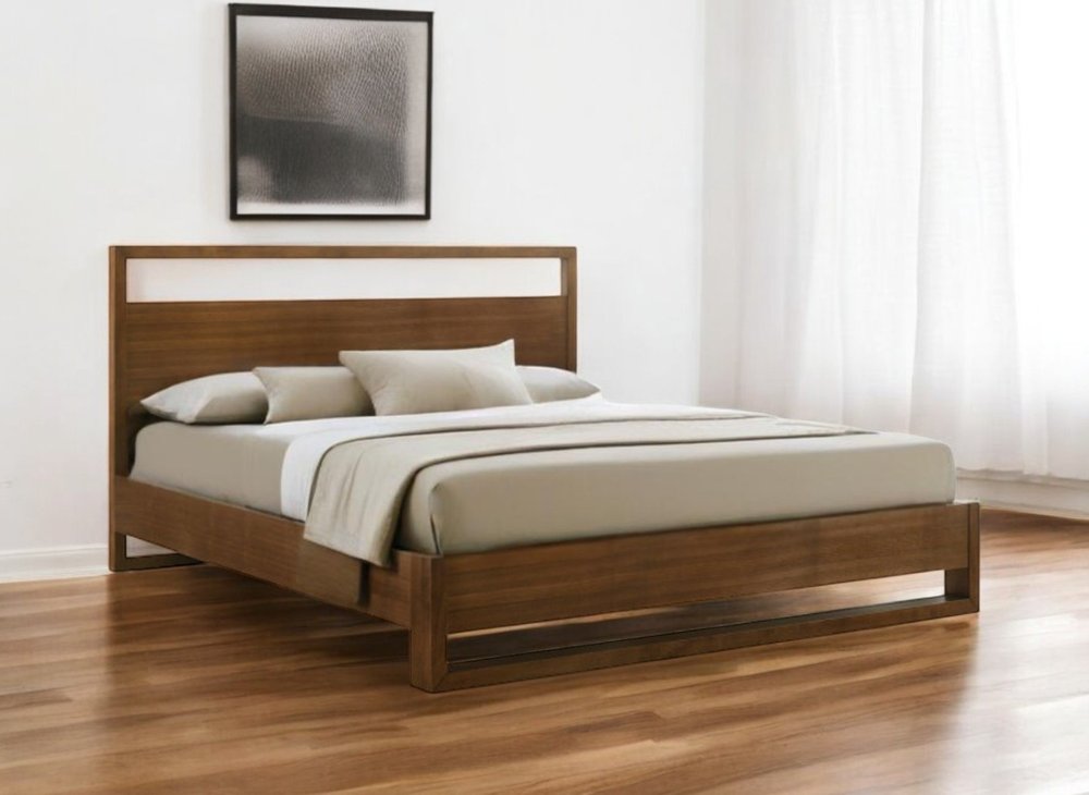 Brown Wood King Bed Frame