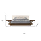 Walnut and White Wood And Faux Leather Queen Bed Frame With Attached Nightstands