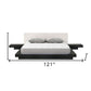 Black and White Solid Wood And Faux Leather Queen Bed Frame