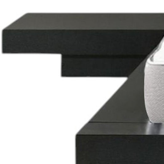 Black and White Solid Wood And Faux Leather Queen Bed Frame