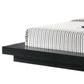 Black and Gray Wood And Faux Leather Queen Bed Frame With Attached Nightstands