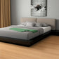 Black and Gray Wood And Faux Leather Queen Bed Frame With Attached Nightstands