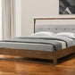 Brown and Gray Wood Tufted Upholstered Queen Bed Frame