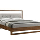 Brown and Gray Wood Tufted Upholstered Queen Bed Frame