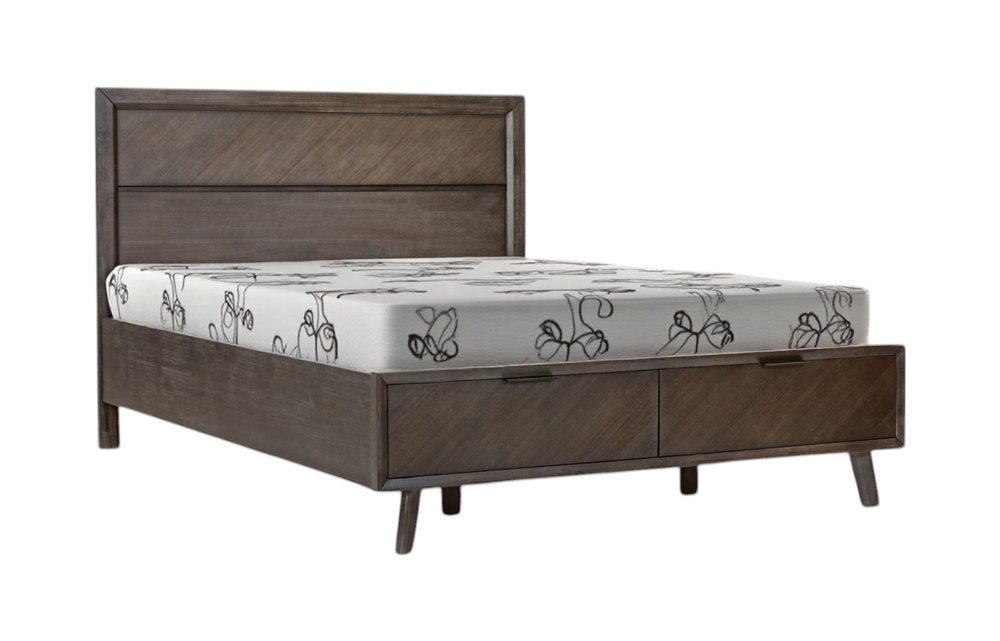 Dark Brown Solid Wood Queen With Two Drawers Bed Frame