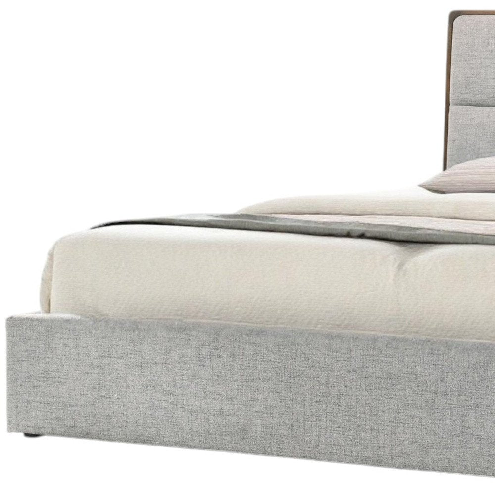 Brown and Gray Wood Upholstered King Bed Frame