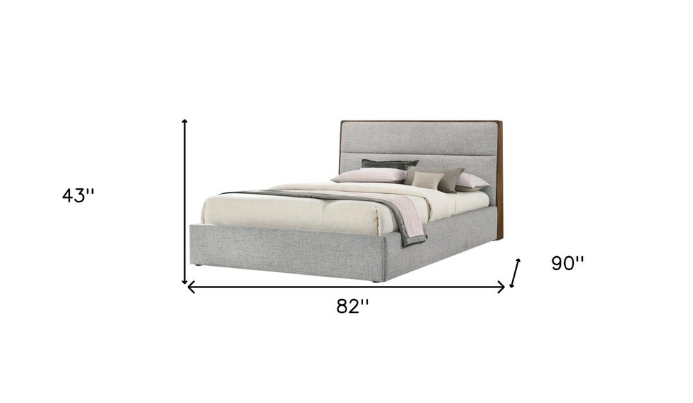 Brown and Gray Wood Upholstered King Bed Frame