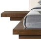 Walnut and White Wood And Faux Leather King Bed Frame With Attached Nightstands