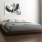 Walnut and White Wood And Faux Leather King Bed Frame With Attached Nightstands