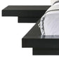 Black and White Wood And Faux Leather King Bed Frame With Attached Nightstands
