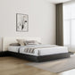 Black and White Wood And Faux Leather King Bed Frame With Attached Nightstands