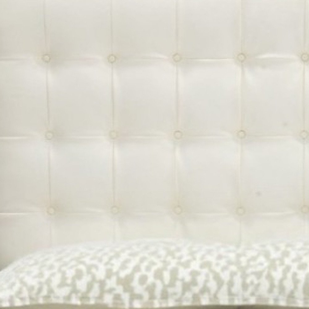 Brown and White Wood And Tufted Faux Leather Queen Bed Frame