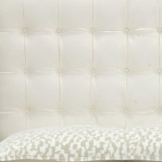 Brown and White Wood And Tufted Faux Leather Queen Bed Frame