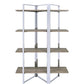 72" Natural And Silver Metal and Wood Four Tier Etagere Bookcase