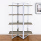 72" Natural And Silver Metal and Wood Four Tier Etagere Bookcase