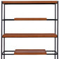 70" Oak And Black Metal and Wood Six Tier Etagere Bookcase