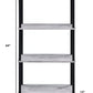 44" Antiqued White And Black Distressed Metal and Wood Four Tier Etagere Bookcase