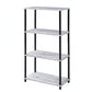 44" Antiqued White And Black Distressed Metal and Wood Four Tier Etagere Bookcase