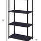 44" Black Metal and Wood Four Tier Etagere Bookcase