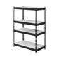 48" Black And Natural Metal and Wood Adjustable Four Tier Bookcase
