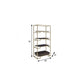 78" Gold and Black Metal Four Tier Etagere Bookcase with a Drawer