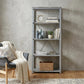 54" Gray And Silver Metal and Wood Four Tier Etagere Bookcase