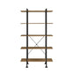 73" Brown And Black Metal Five Tier Etagere Bookcase