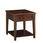 24" Walnut Manufactured Wood Rectangular End Table With Drawer And Shelf