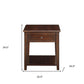 24" Walnut Manufactured Wood Rectangular End Table With Drawer And Shelf