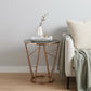 24" Champagne And Black Faux Marble Glass And Metal Round End Table