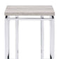 24" Chrome And Natural Oak Manufactured Wood And Metal Square End Table