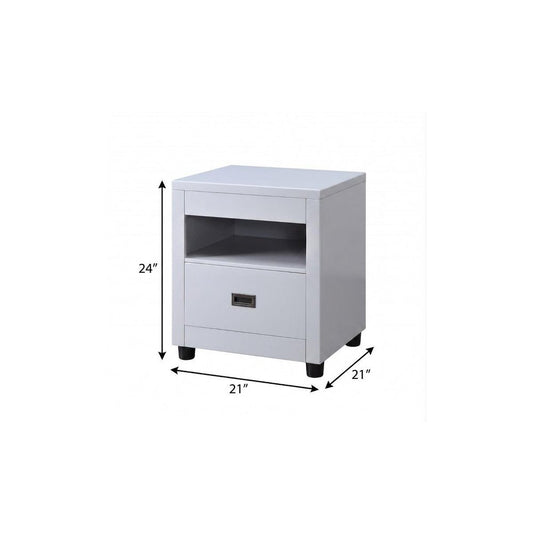 24" Dove Gray Square End Table With Drawer And Shelf