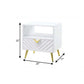 22" White Manufactured Wood And Metal Rectangular End Table With Drawer And Shelf