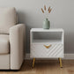 22" White Manufactured Wood And Metal Rectangular End Table With Drawer And Shelf