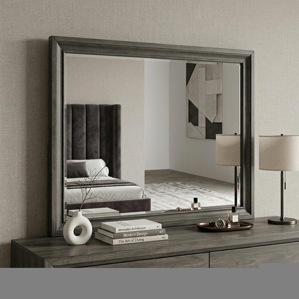 36" Gray Wood Framed Mounted Dresser Mirror