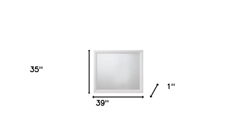 35" White Square Wood Framed Mounted Dresser Mirror
