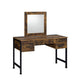 47" Black Mirrored Vanity Table with Mirror With Four Drawers