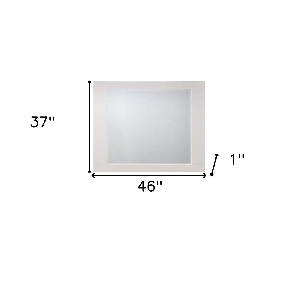 37" White Square Wood Framed Mounted Dresser Mirror