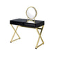 42" Black And Gold Glass and Wood Mirrored Vanity Table