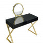 42" Black And Gold Glass and Wood Mirrored Vanity Table
